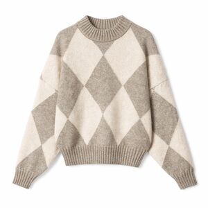 Pringle of Scotland x H&M Argyle Wool Blend Sweater Cream Beige XS